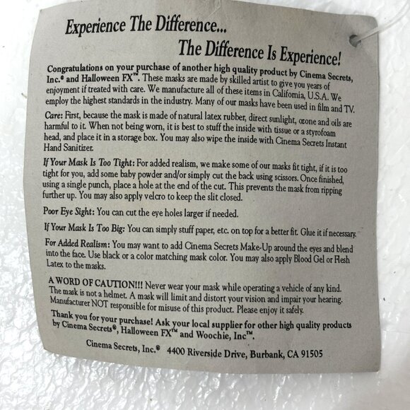 Green Witch Halloween Mask Cinema Secrets VTG Y2K NWT - Picture 12 of 13